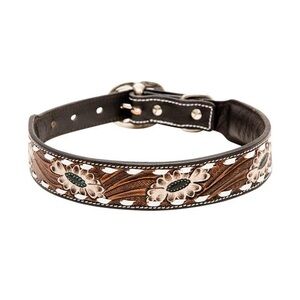 HOTSHOTS HAND-TOOLED LEATHER DOG COLLAR Large